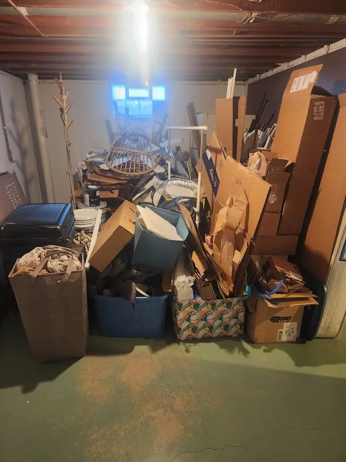 Roll-off dumpster container at job site for 6 Yard Dumpster Rental in Ravenna